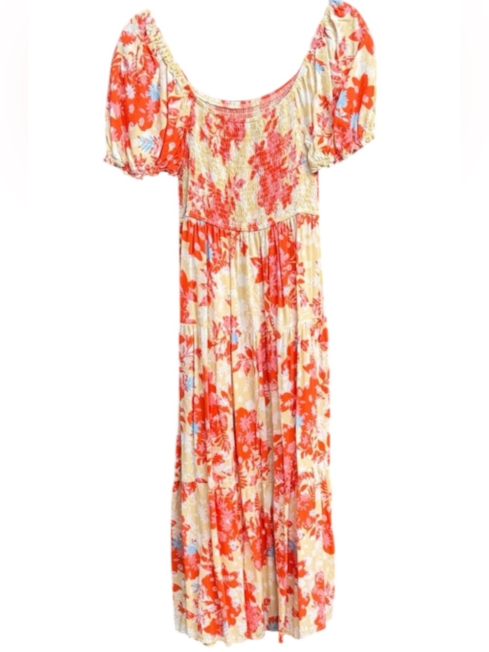 Zesica Vibrant Floral Puff Sleeve Maxi
Dress Boho Floral Maxi Dress sz. M